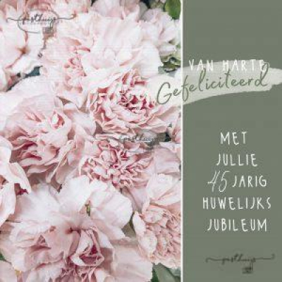 Fotokaart | 45 jaar getrouwd | Roze bloemen
