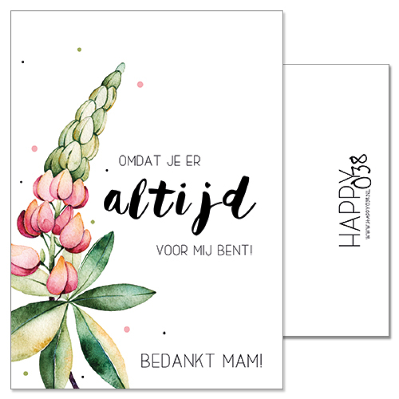 Ansichtkaart | Bedankt mam