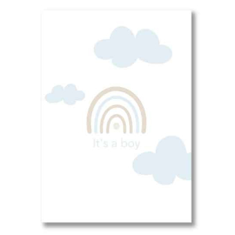 Postkaart | It’s a boy | Regenboog blauw