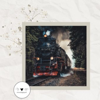 Wenskaart | stoomtrein