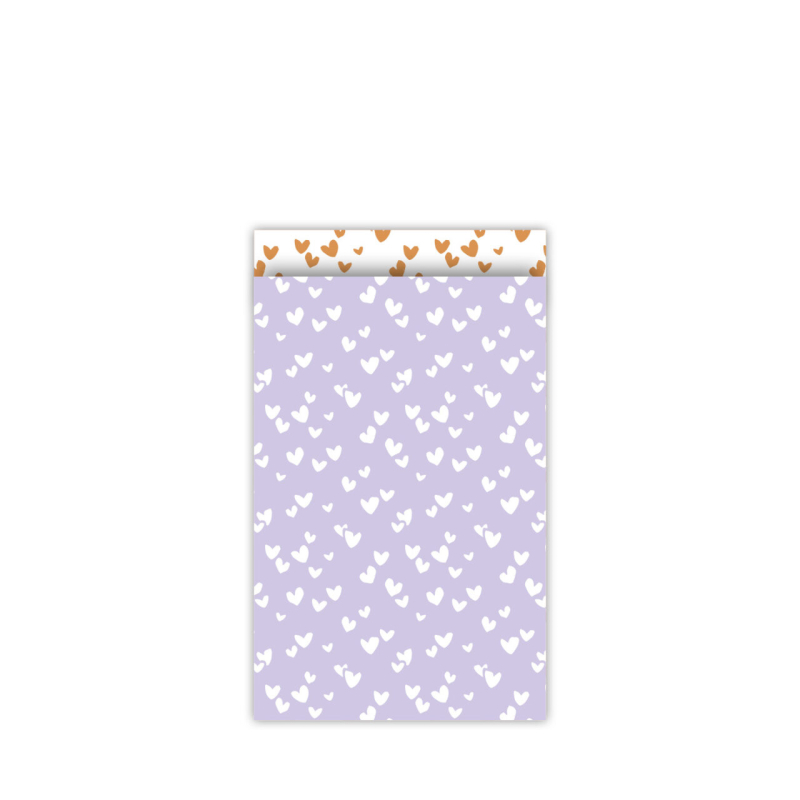 Kadozakje | Solo hearts | lila/wit | M 12x19cm | 5 stuks