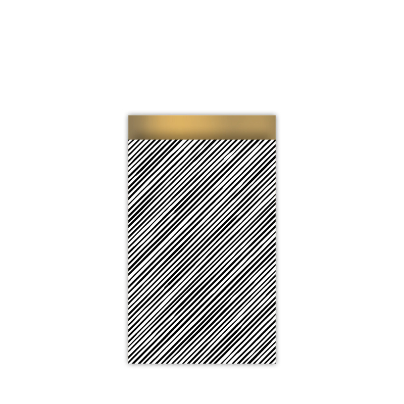 5 stuks Kadozakjes | Gestreept | Zwart-wit-goud | M 12x19 cm 