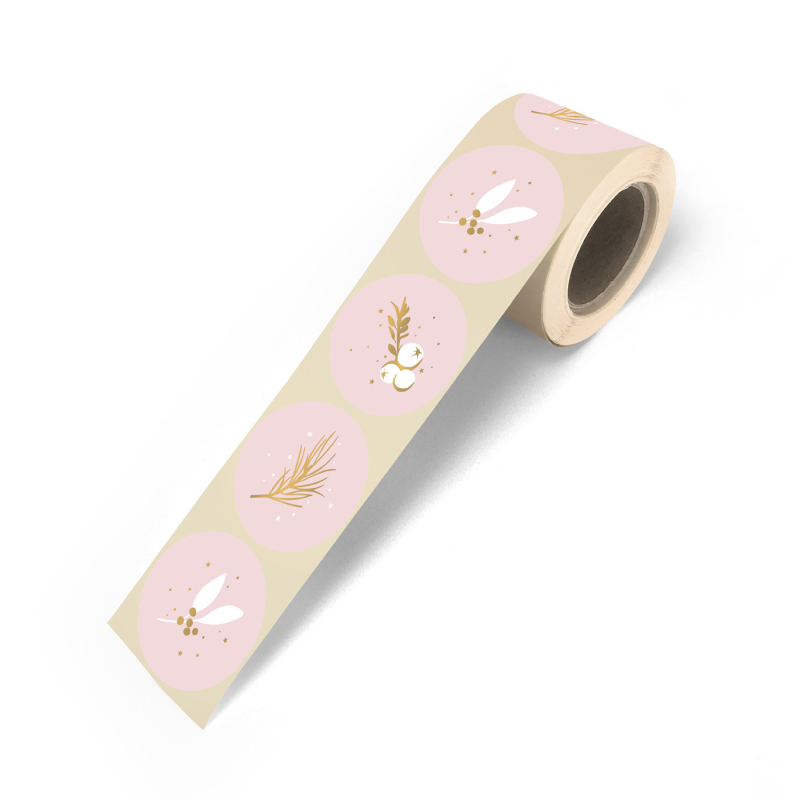 Sluitsticker | Roze stickers | Goudfolie | 10 stuks