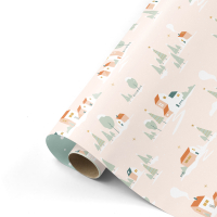 Inpakpapier | 50cm | 3M | winter huisjes| licht roze