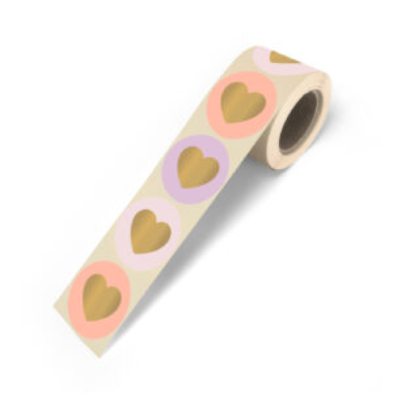 Sluitsticker | Hart goudfolie lente | 10 stuks