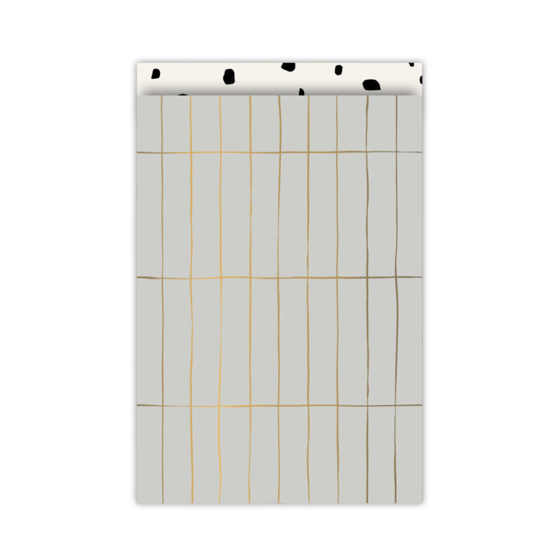 5 stuks Kadozakje |Slim tiles grijs | Zwart-wit-goud | L 17x25 cm