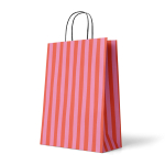 Papieren Draagtas | Large | Oranje/roze | Strepen