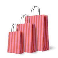 Papieren Draagtas | Large | Oranje/roze | Strepen