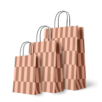 Papieren Draagtas | Medium | camel/perzik | Streepjes