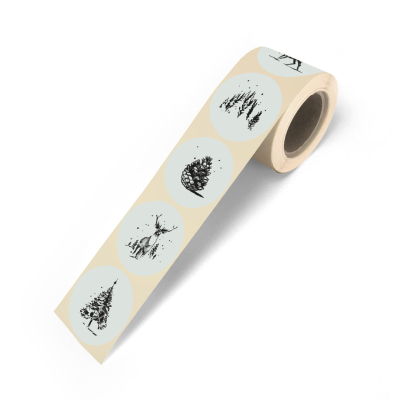 Sluitsticker | Winter Salie/zwart | 10 stuks