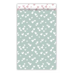 Kadozakje | Solo hearts | salie/wit | L 17x25cm | 5 stuks