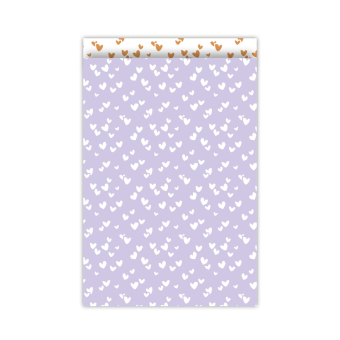 Kadozakje | Solo hearts | lila/wit | L 17x25cm | 5 stuks
