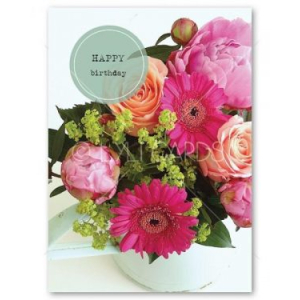 Postkaart | Happy birthday | Veldboeket