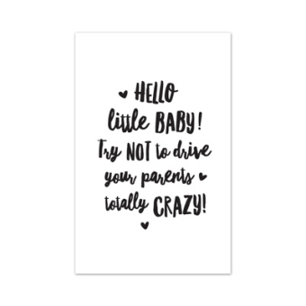 Mini kaartje | Hello little baby | Zwart-wit