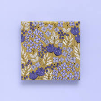 Inpakpapier | 70 cm | 3 m | bloemenveld goud/violet