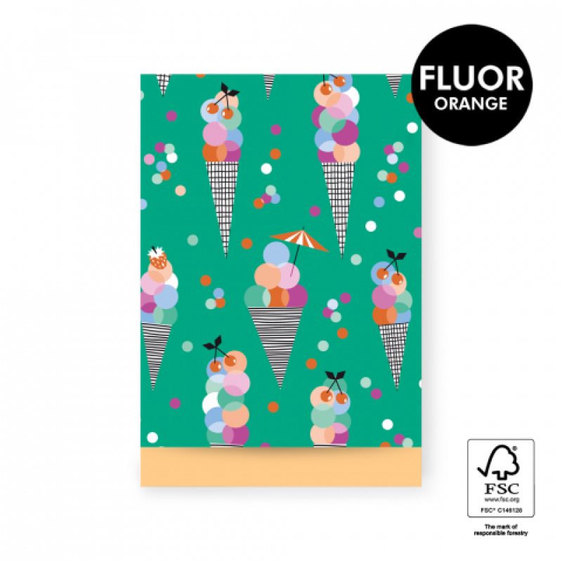 Kadozakje | Ice confetti - Fluor peach | L 17x25 cm | 5 stuks