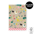 Kadozakje | Party animals Nude - Stripe fluor orange | L 17x25 cm | 5 stuks