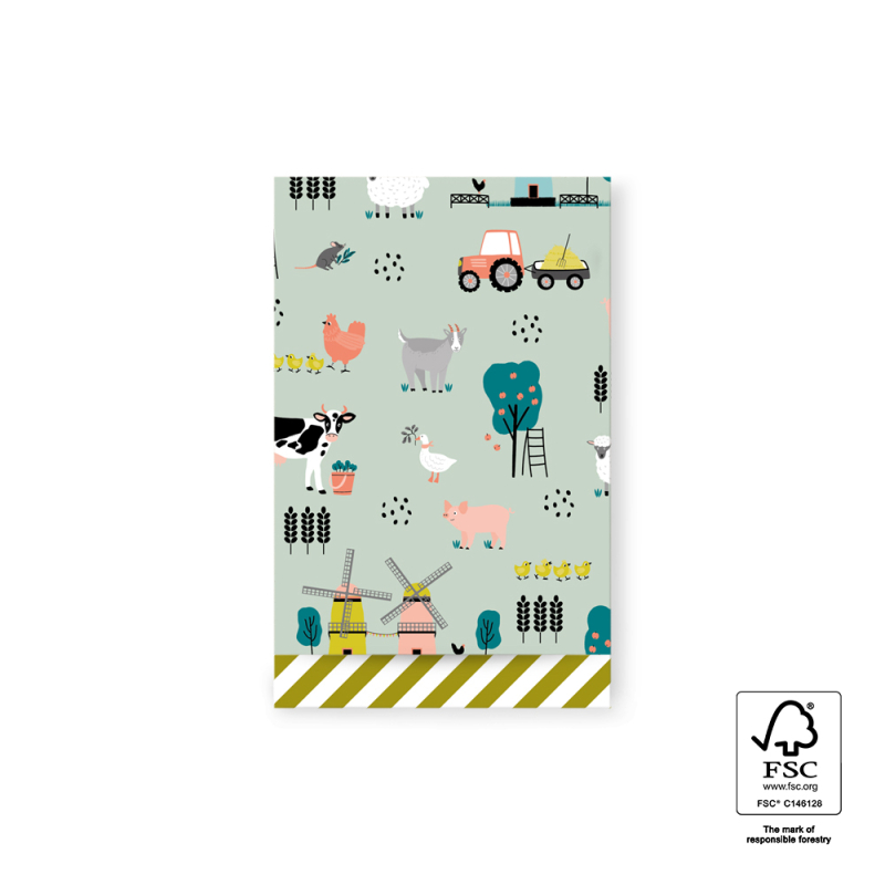 Kadozakje | Farm pistache - stripes olive green | M 12x19cm | 5 stuks