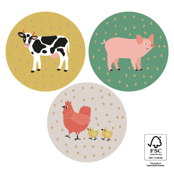 Sluitsticker | Farm animals gold | 3 stuks