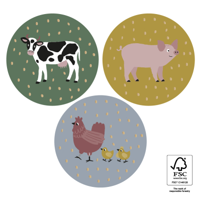 Sluitsticker | Farm animals gold faded | 3 stuks