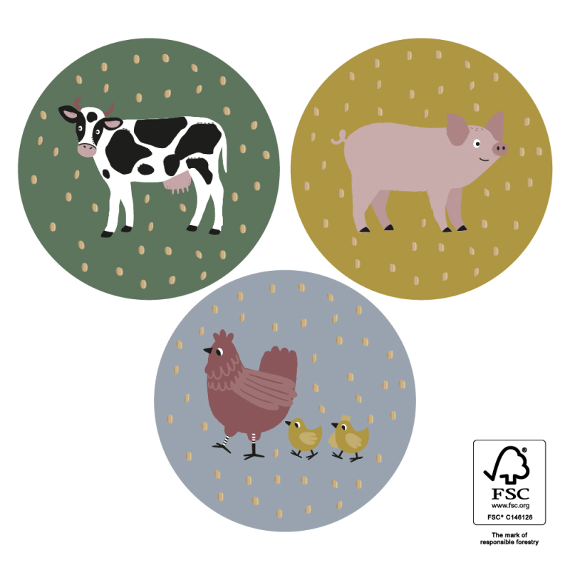 Sluitsticker | Farm animals gold faded | 10 stuks