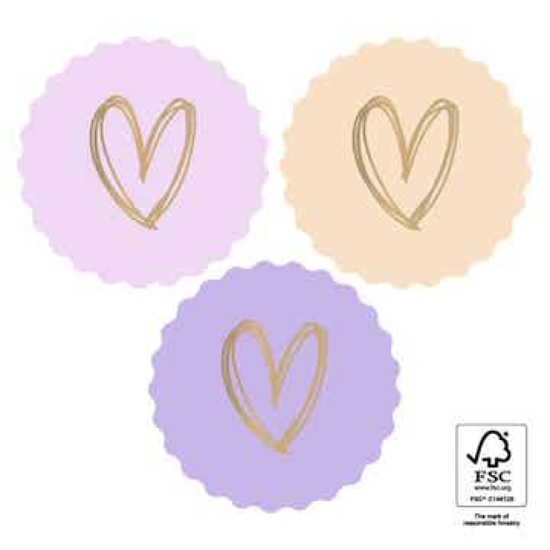 Sluitsticker 55mm | Gouden hartje | pastel  | 10 stuks