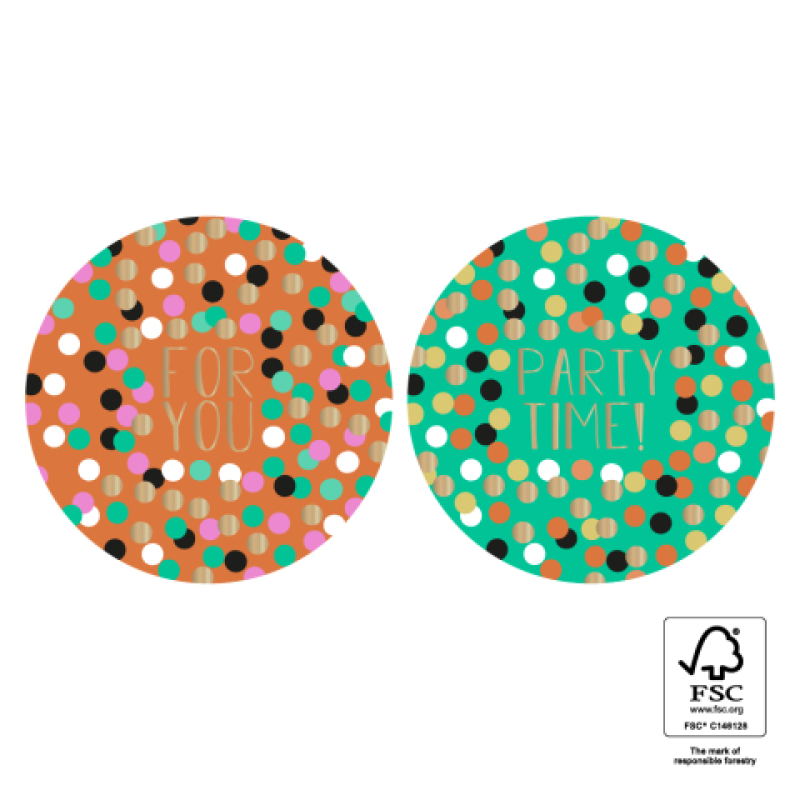 Sluitstickers | For you | Confetti | Goud | 55 mm | 10 stuks