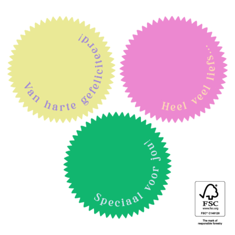 Sluitstickers | Van harte gefeliciteerd, Heel veel liefs & Speciaal voor jou | 55 mm  | 10 stuks