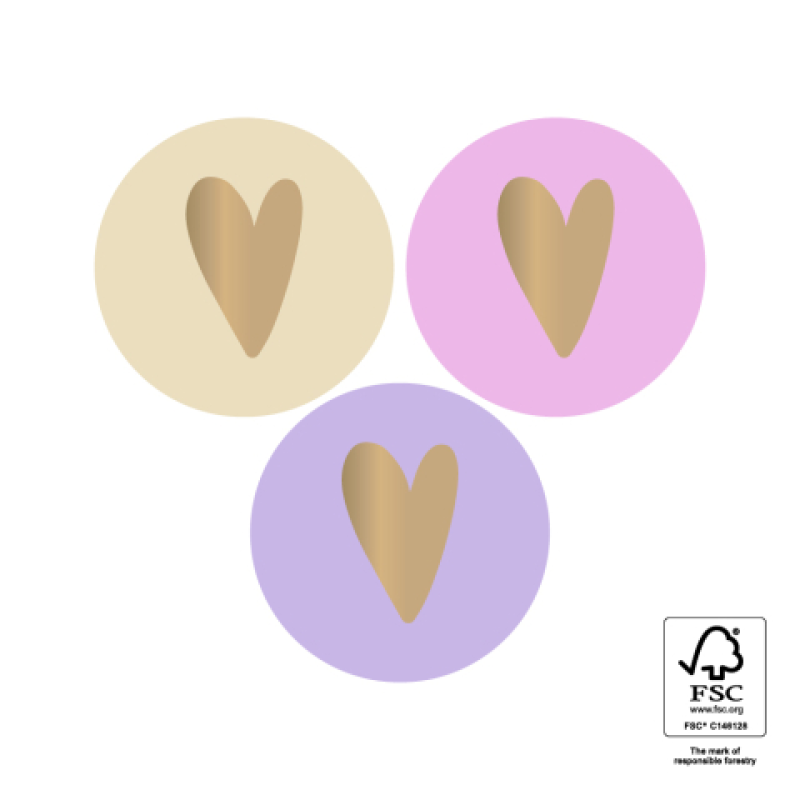 Sluitsticker 35mm | Gouden hartje | pastel  | 10 stuks