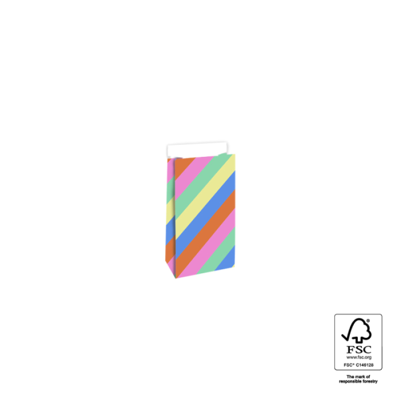 Blokbodemzak XS | Gekleurde strepen | 7 x 4 x 13 cm
