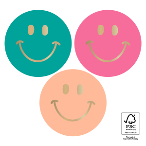 Sluitsticker | Smiley gold roze | 10 stuks