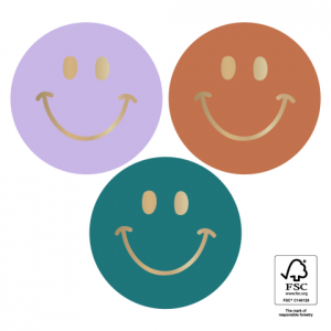 Sluitsticker | Smiley gold lila | 10 stuks