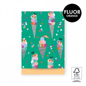 Kadozakje | Ice confetti - Fluor peach | L 17x25 cm | 5 stuks