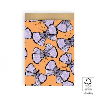 Kadozakje | vlinders | lila/oranje/goud | L 17x25 cm | 5 stuks