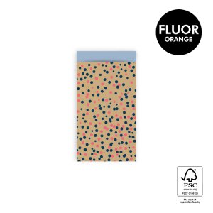 Kadozakje | Dots gold Blue/Fluor orange | S 7x13cm