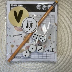 Kadoset | Yahtzee | Juf | Potlood