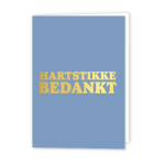 Wenskaart Gevouwen | Hartstikke bedankt | A6 met Blauwe Envelop & Goudfolie