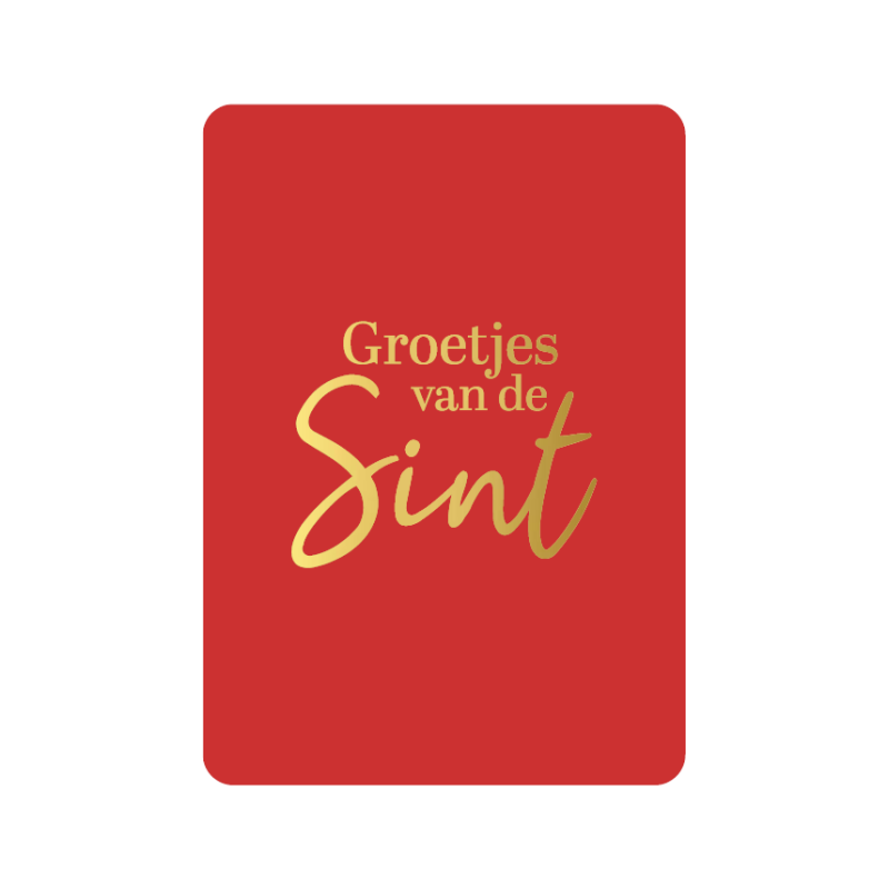 Postkaart | Groetjes van de sint | Rood, goudfolie