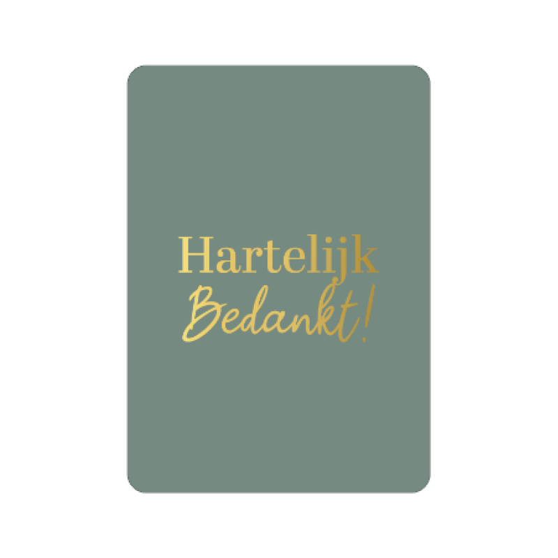 Postkaart | Bedankt | Groen | Goudfolie