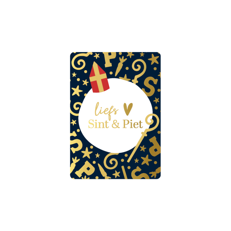 Kadokaartje A7 | Liefs Sint & Piet| grijs, goudfolie