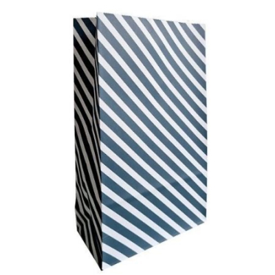 Blokbodemzak L | Lijnen diagonaal blauw | 18 x 8 x 30 cm