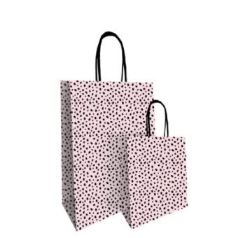 Papieren kraft tas | 101 dots roze  | 26x12x35cm