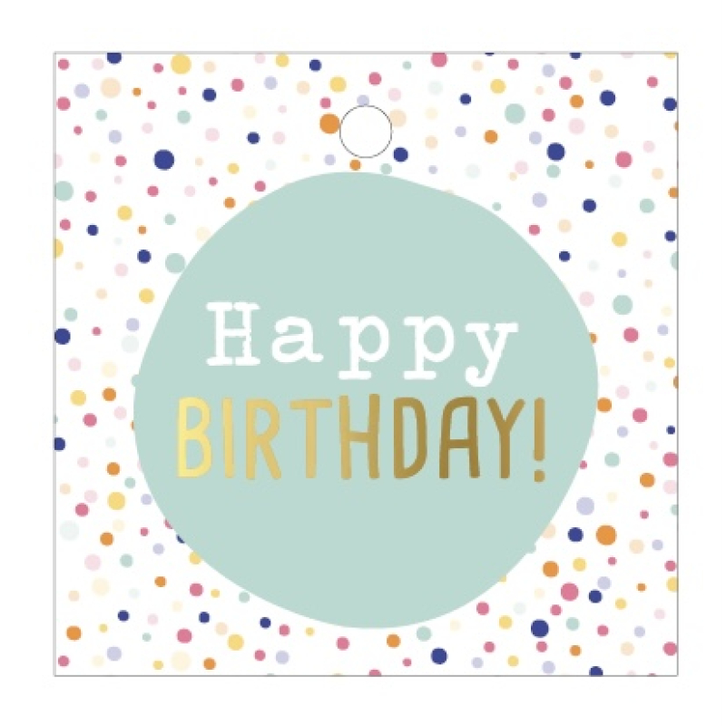 Kadolabel | Happy birthday | stipjes
