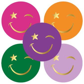 Sluitsticker | Smiley ster | diverse kleuren | 10 stuks