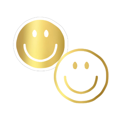 Sluitsticker | Smiley | Goud en wit | 10 stuks