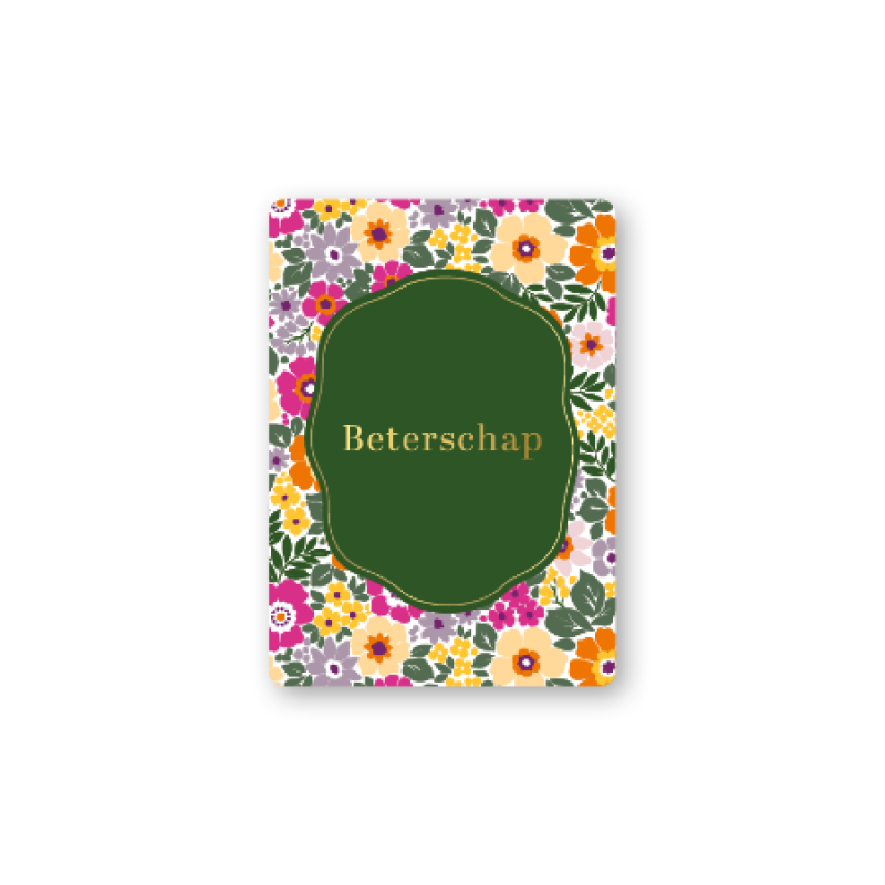 Kadokaartje A7 | Beterschap | Fleurige bloemenrand | Goudfolie