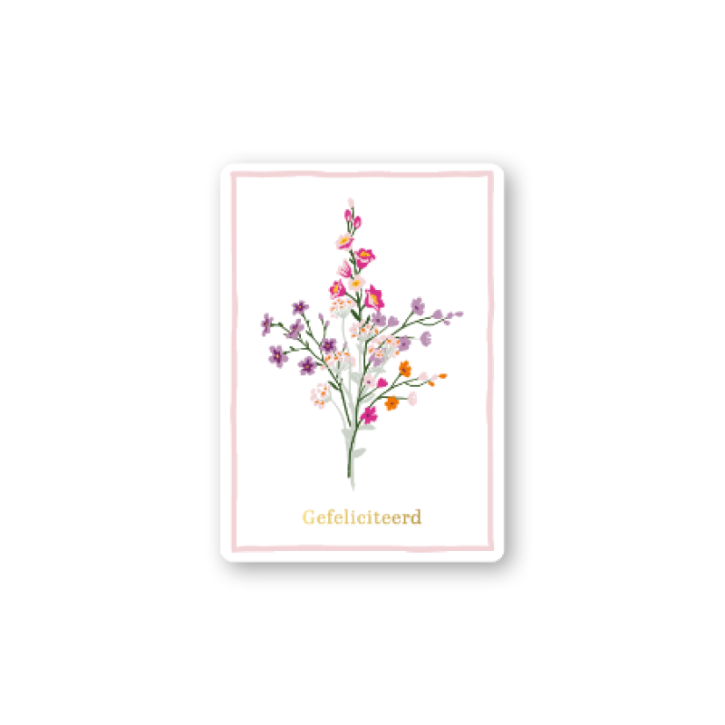 Kadokaartje A7 | Gefeliciteerd | Takje bloemen | Goudfolie