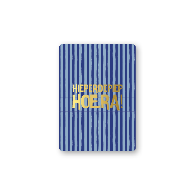 Kadokaartje A7 | Hieperdepiep hoera | blauw | Goudfolie