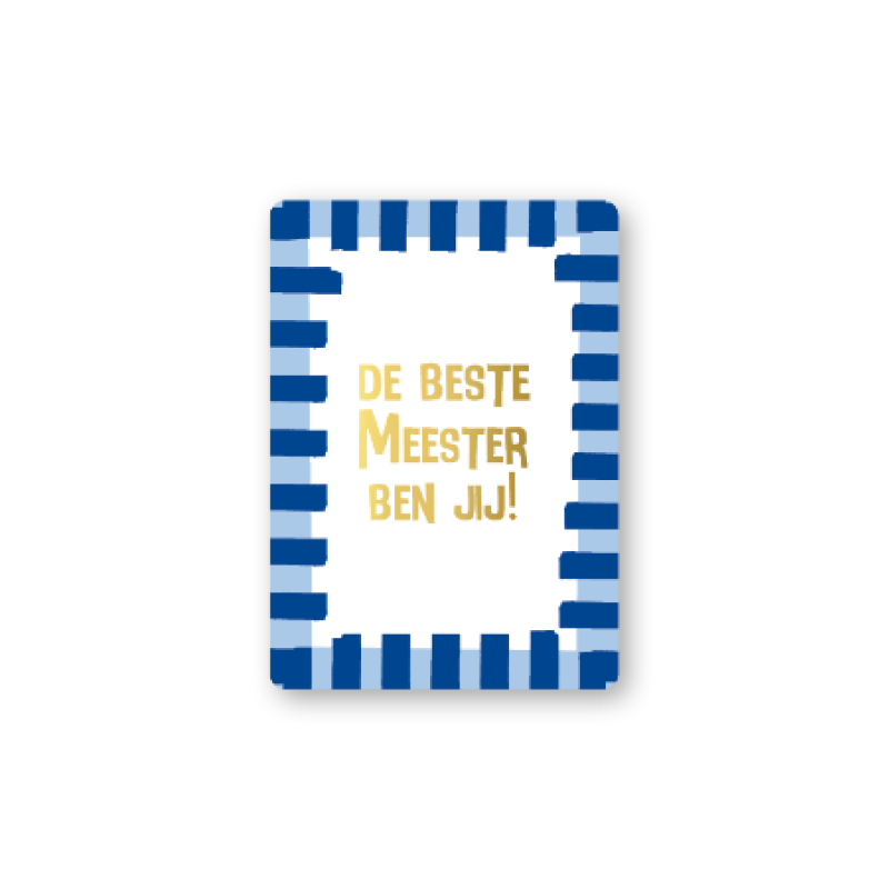 Kadokaartje A7 | De beste meester ben jij |blauw| Goudfolie