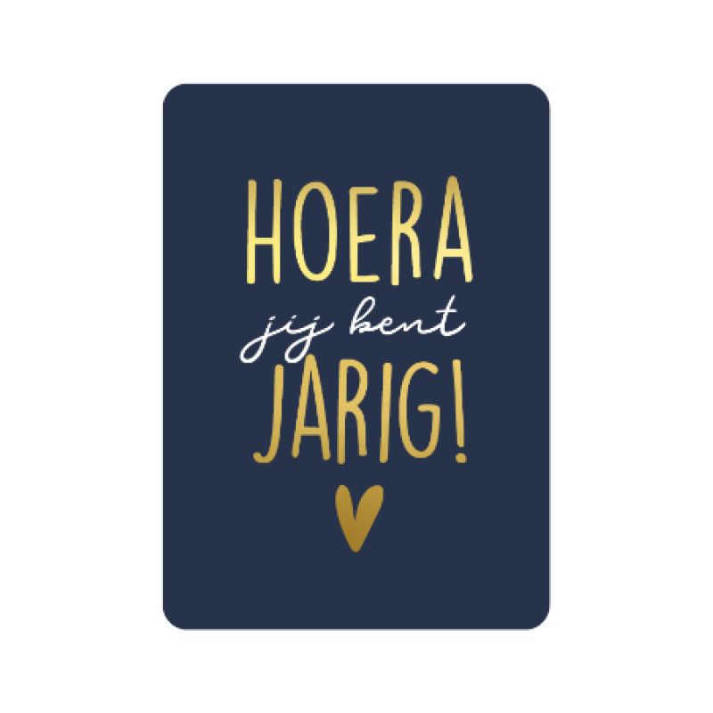 Postkaart | Hoera jij bent jarig | goudfolie